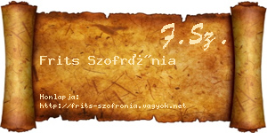 Frits Szofrónia névjegykártya